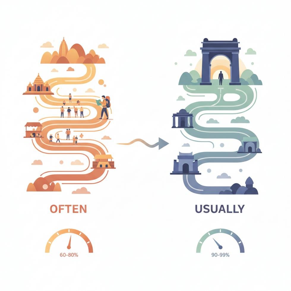 Often ve Usually kullanımı ve farkları hakkında açıklayıcı grafik