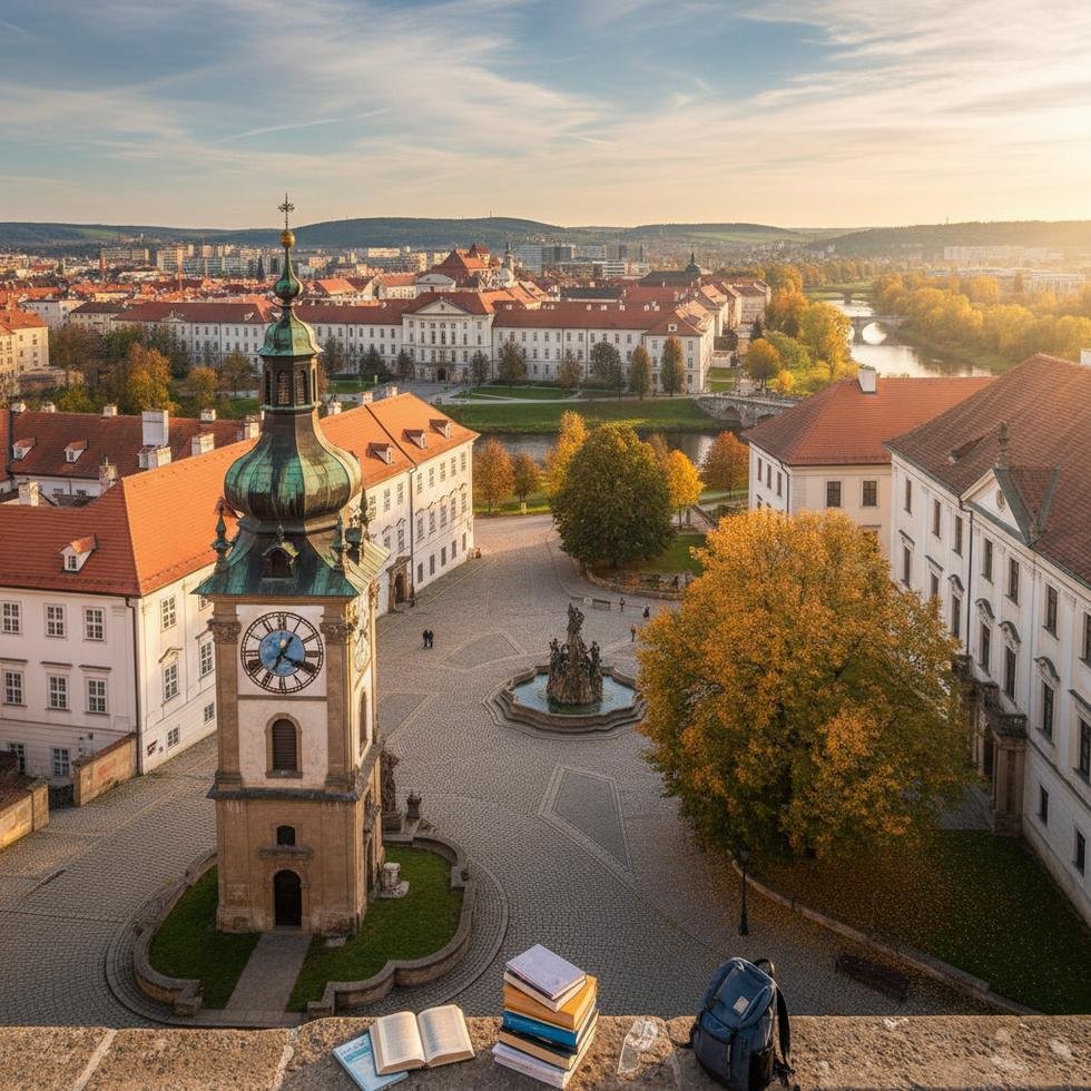 Olomouc Üniversitesi kampüsünde öğrenci yaşamı