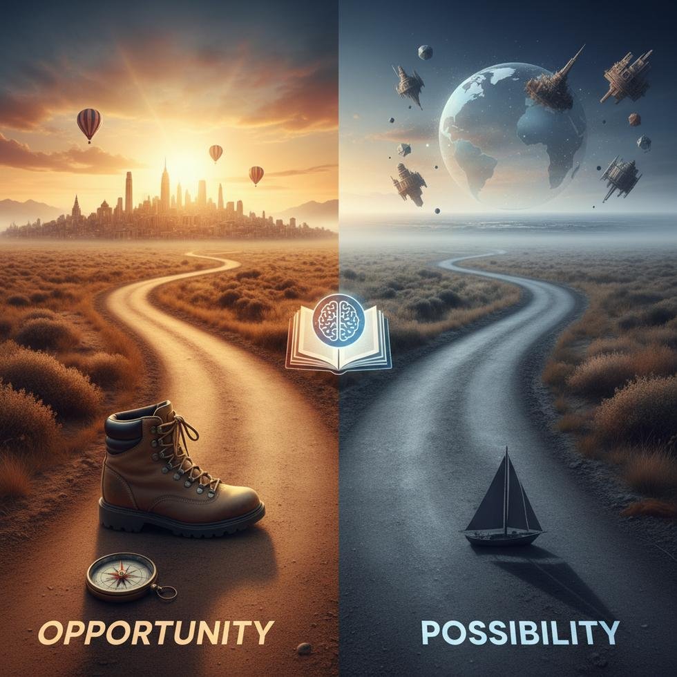 Opportunity ve possibility kelimelerinin farkı ve doğru kullanımı hakkında bilgilendirici görsel