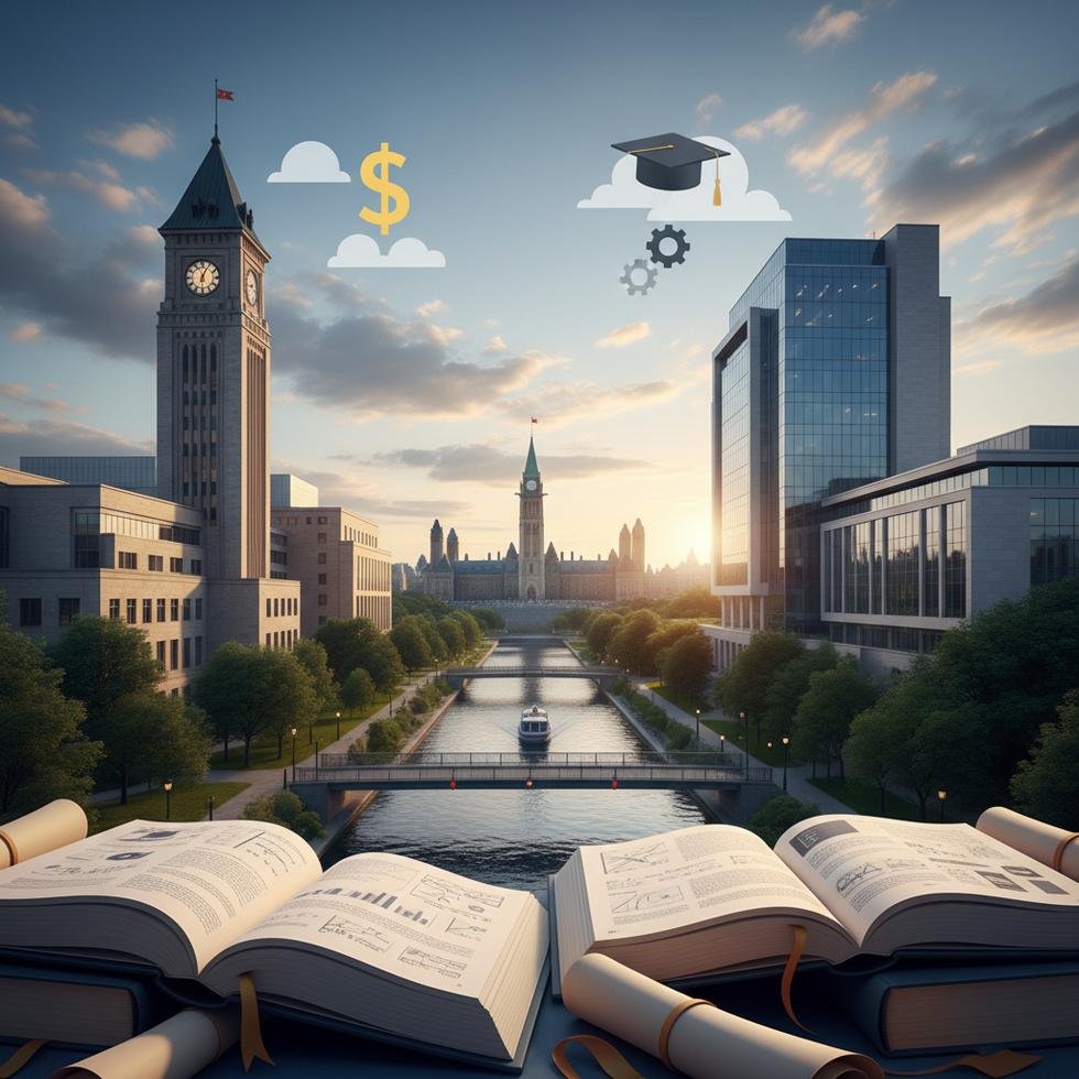 Ottawa üniversite kampüsleri ve şehir görüntüsü