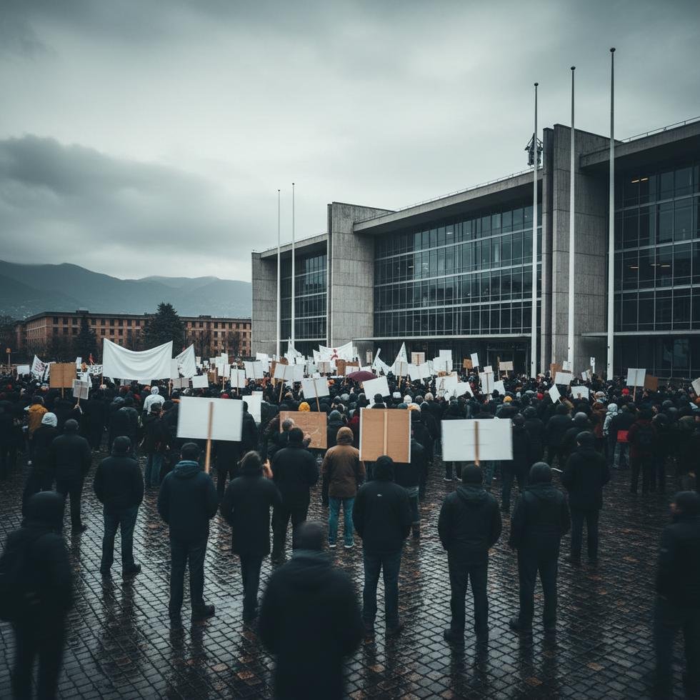 ABD konsolosluğu önünde protesto eden kalabalık
