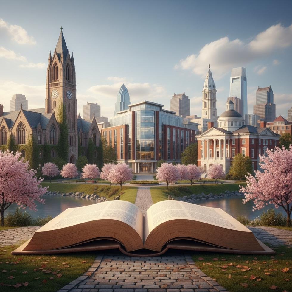 Philadelphia’da üniversite kampüsleri ve şehir manzarası