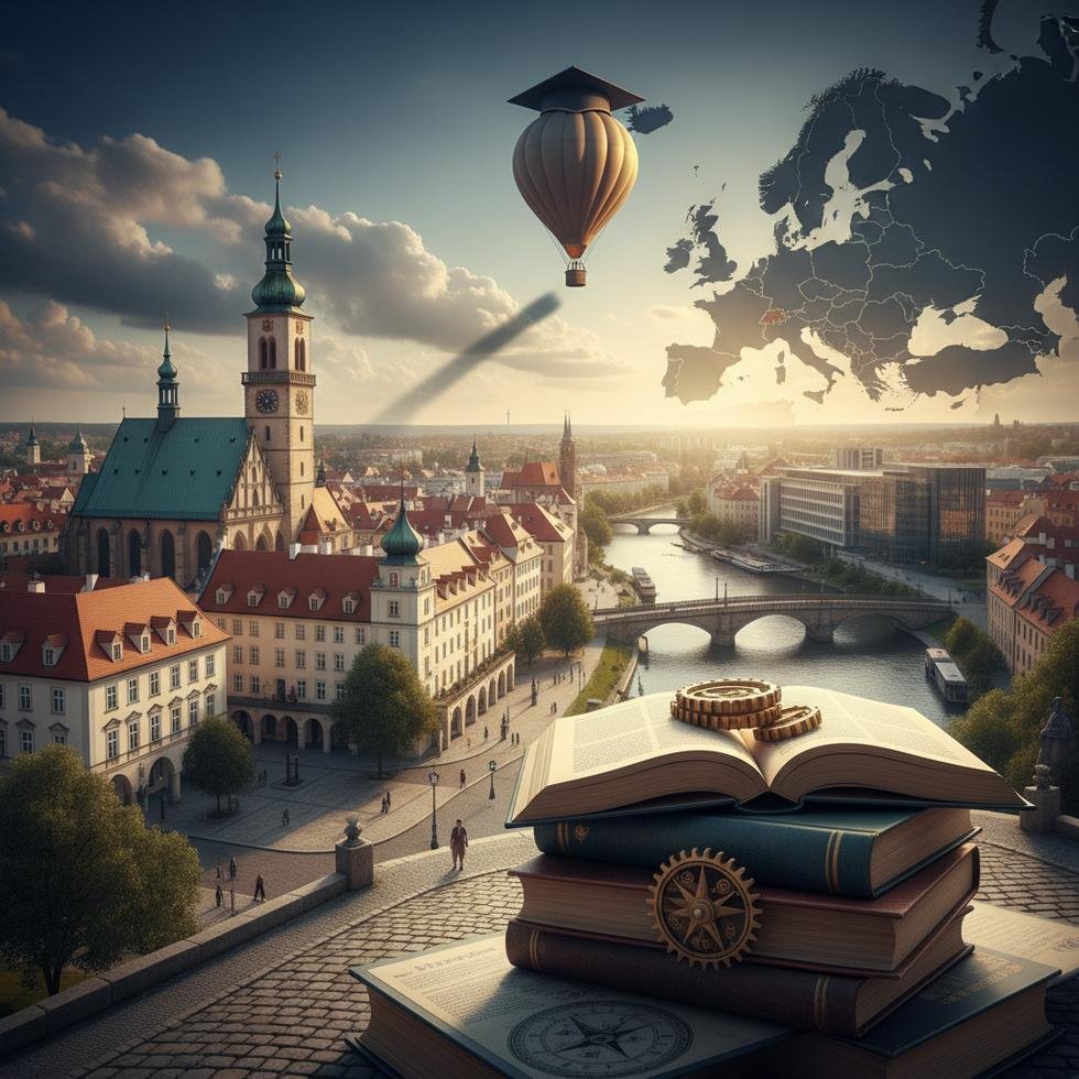 Pilsen’de üniversite kampüsü ve şehir manzarası