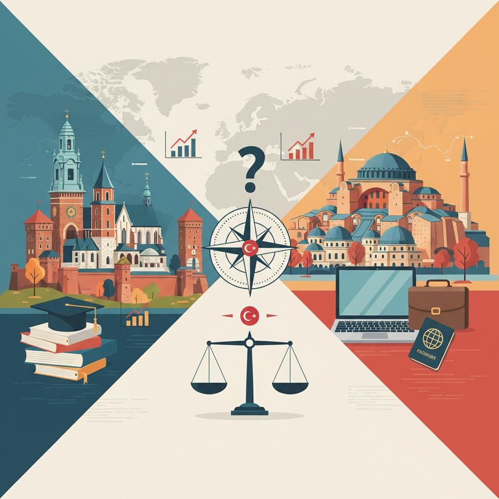 Polonya ve Türkiye'nin eğitim, kariyer ve yaşam koşullarını karşılaştıran grafik