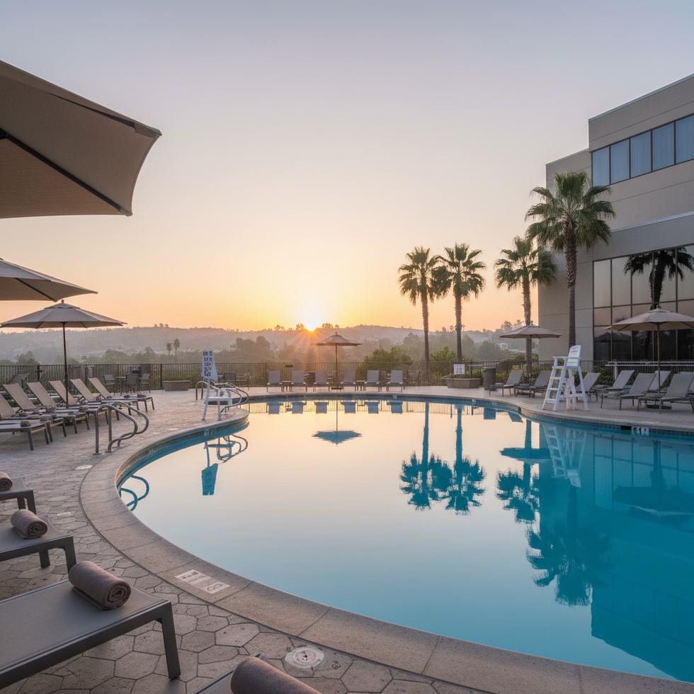 Havuz görevlisi çalışanı otel havuzunda görev başında