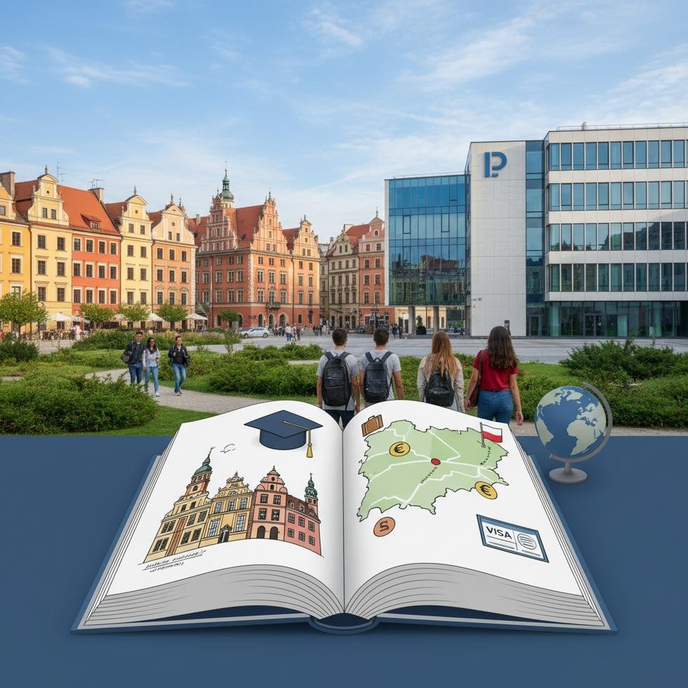 Poznan şehir manzarası ve üniversite kampüsü