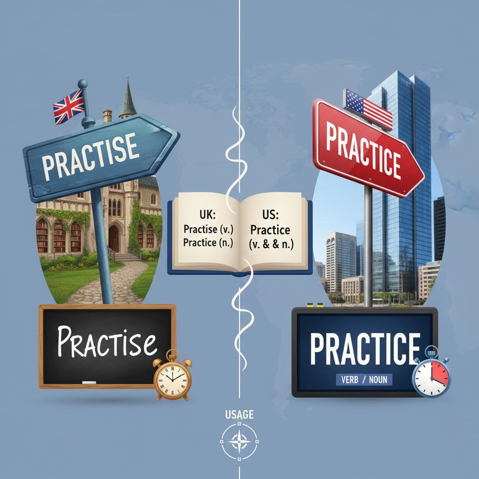 Practice ve practise yazım farklarının karşılaştırması