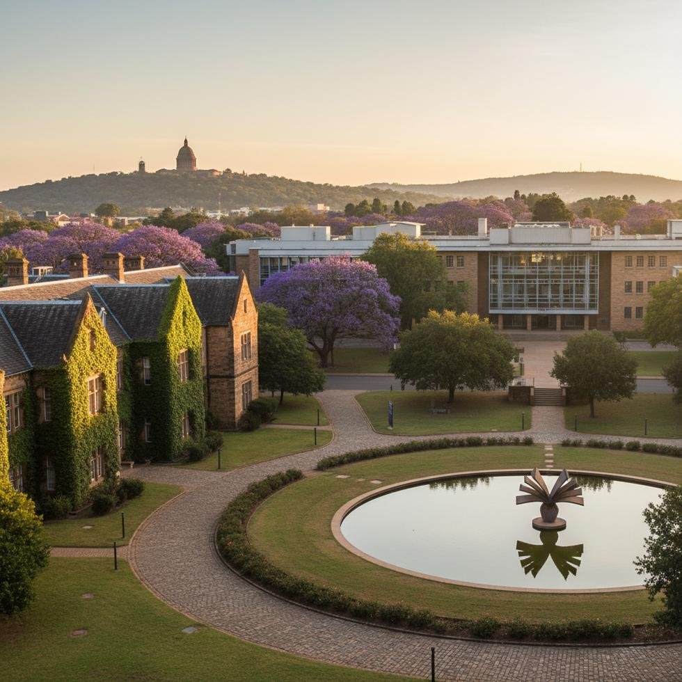 Pretoria’da üniversite kampüsü ve öğrenciler