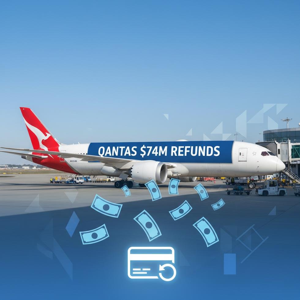 Havalimanında geri ödeme duyurusu ile bir uçak