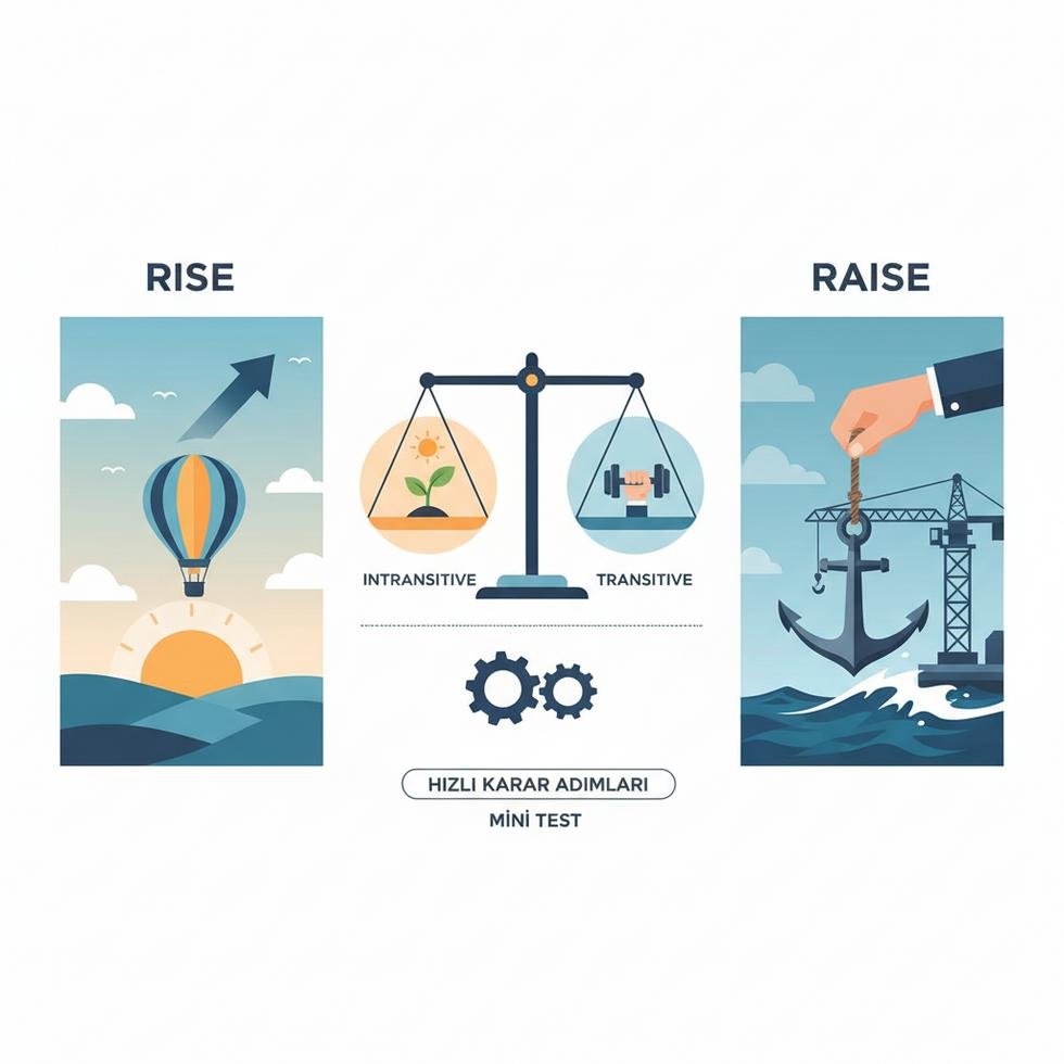 Rise ve Raise fiillerinin doğru kullanımıyla ilgili rehber görseli