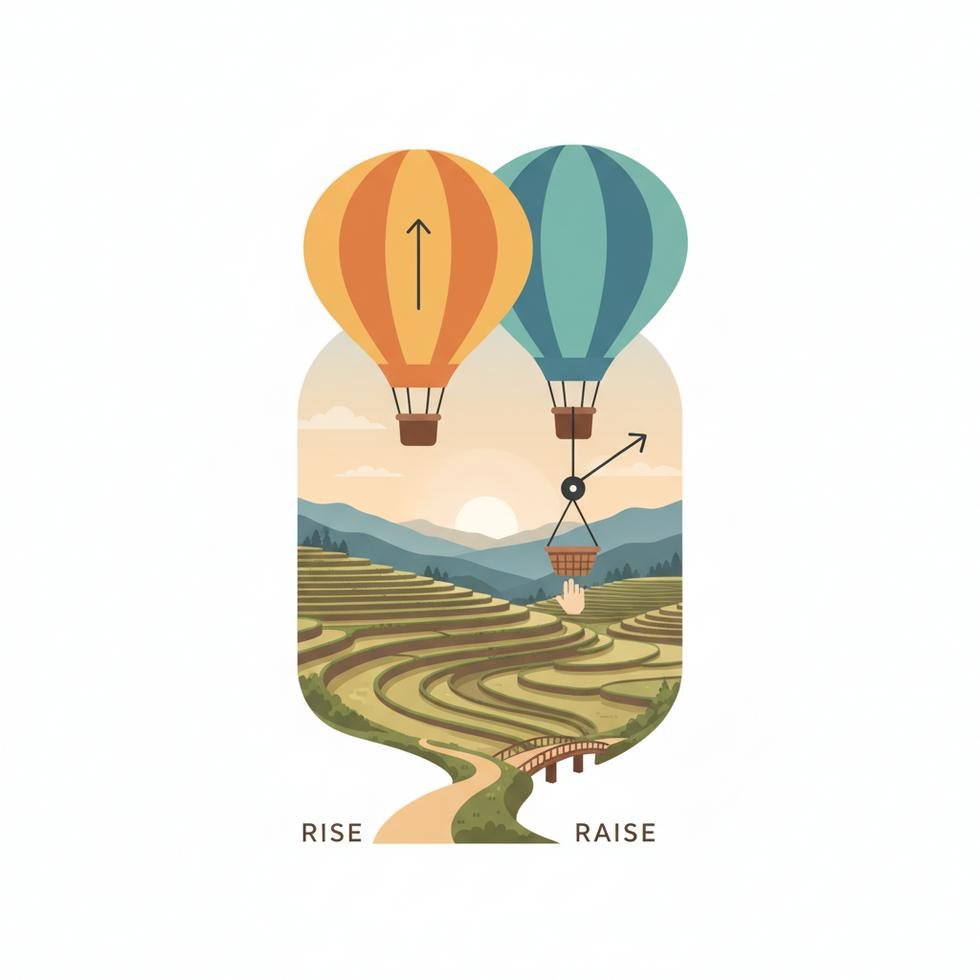 Rise ve raise fiillerinin kullanımıyla ilgili İngilizce öğrenme görseli