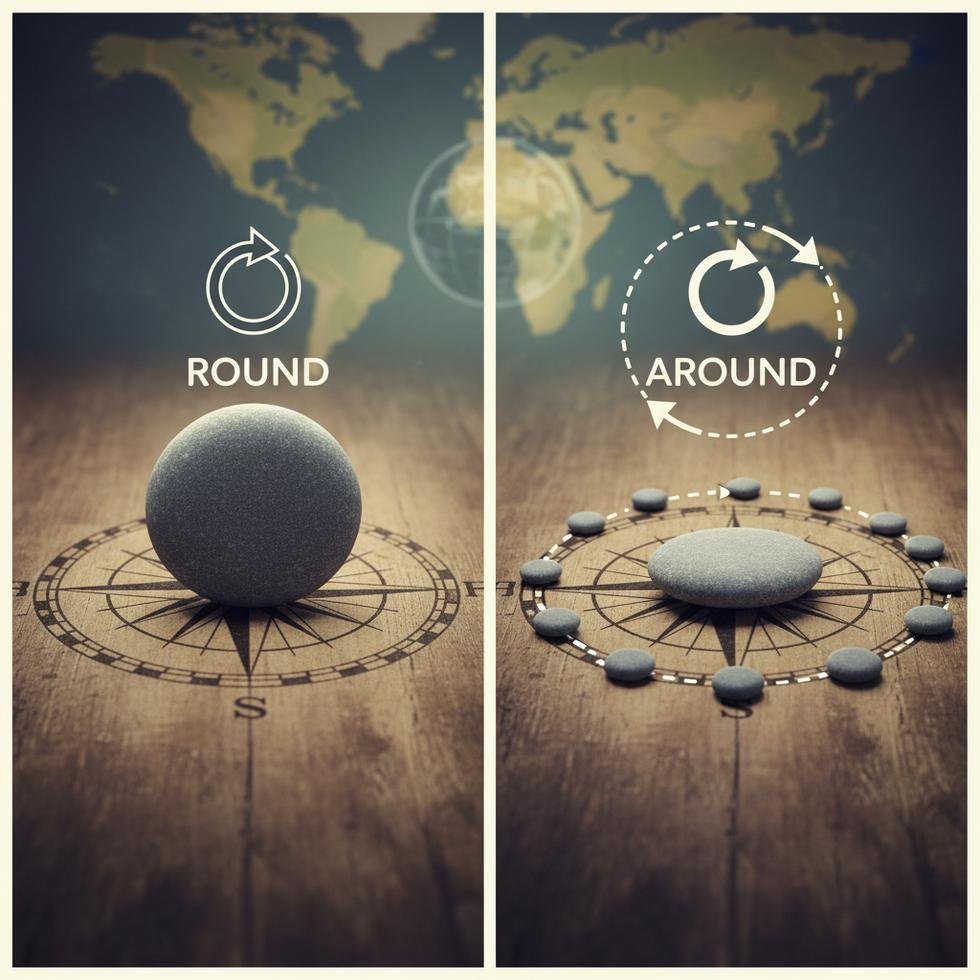 Round ve Around kelimelerinin İngilizce kullanımları farkları