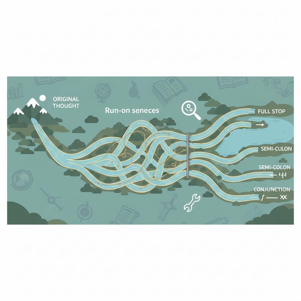 Run-on cümlelerin yazımda düzeltilmesi konsepti