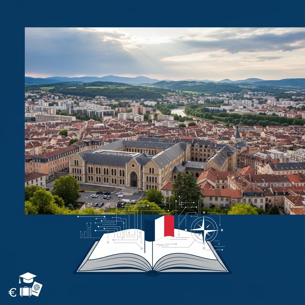 Saint-Étienne üniversite kampüsü ve şehir görünümü