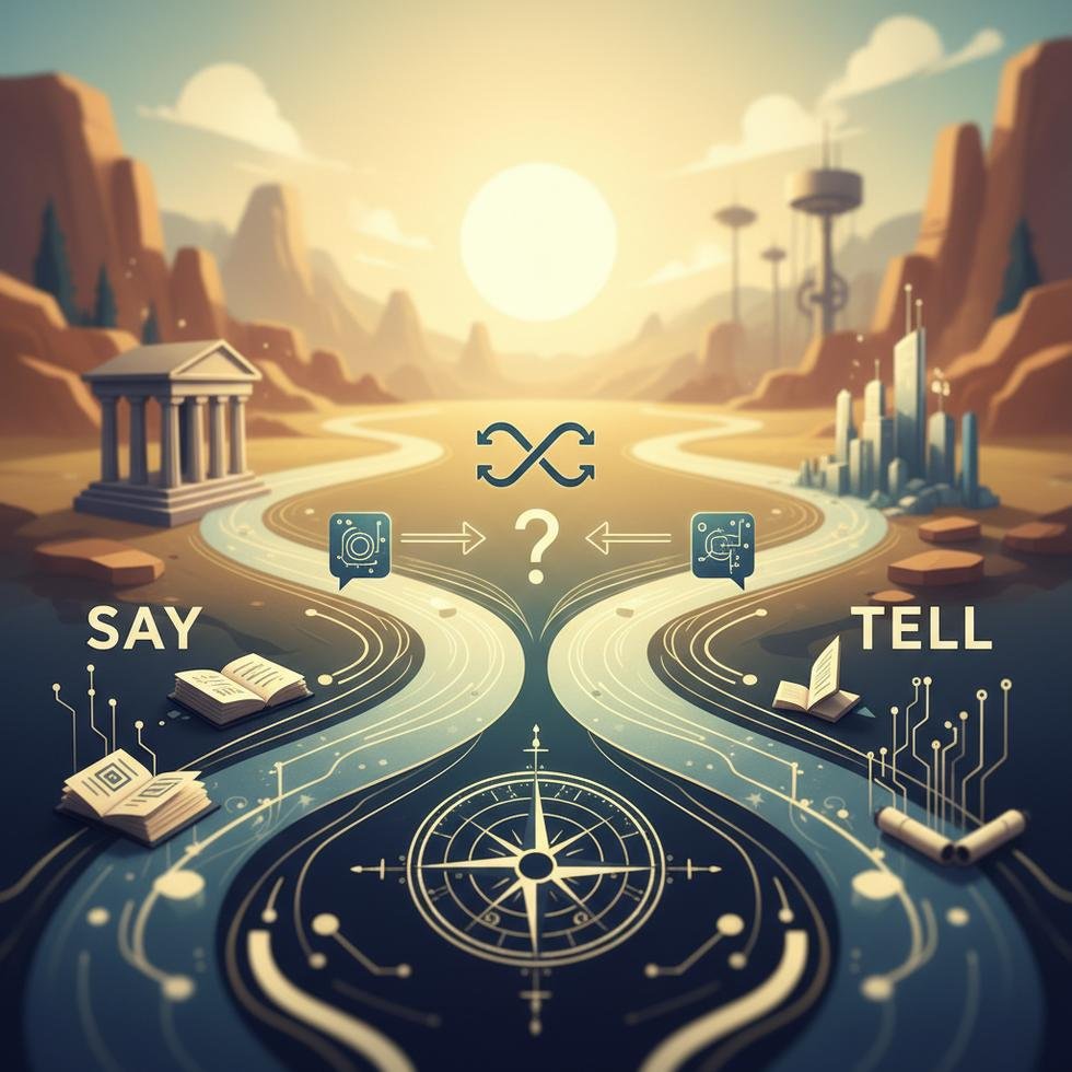 Say ve Tell fiillerinin İngilizcede kullanımı üzerine eğitim görseli