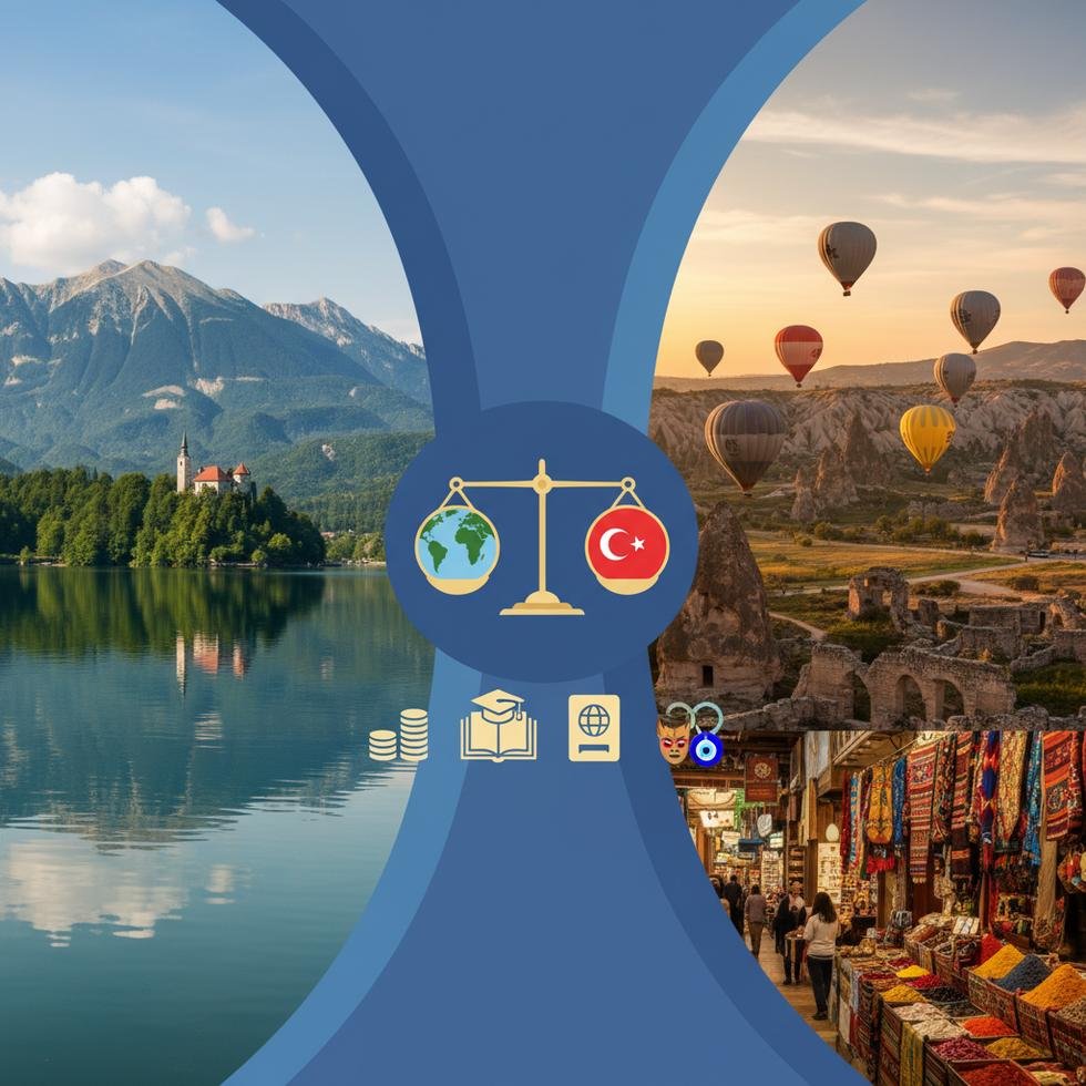 Slovenya ve Türkiye yaşam, eğitim ve vize karşılaştırması görseli