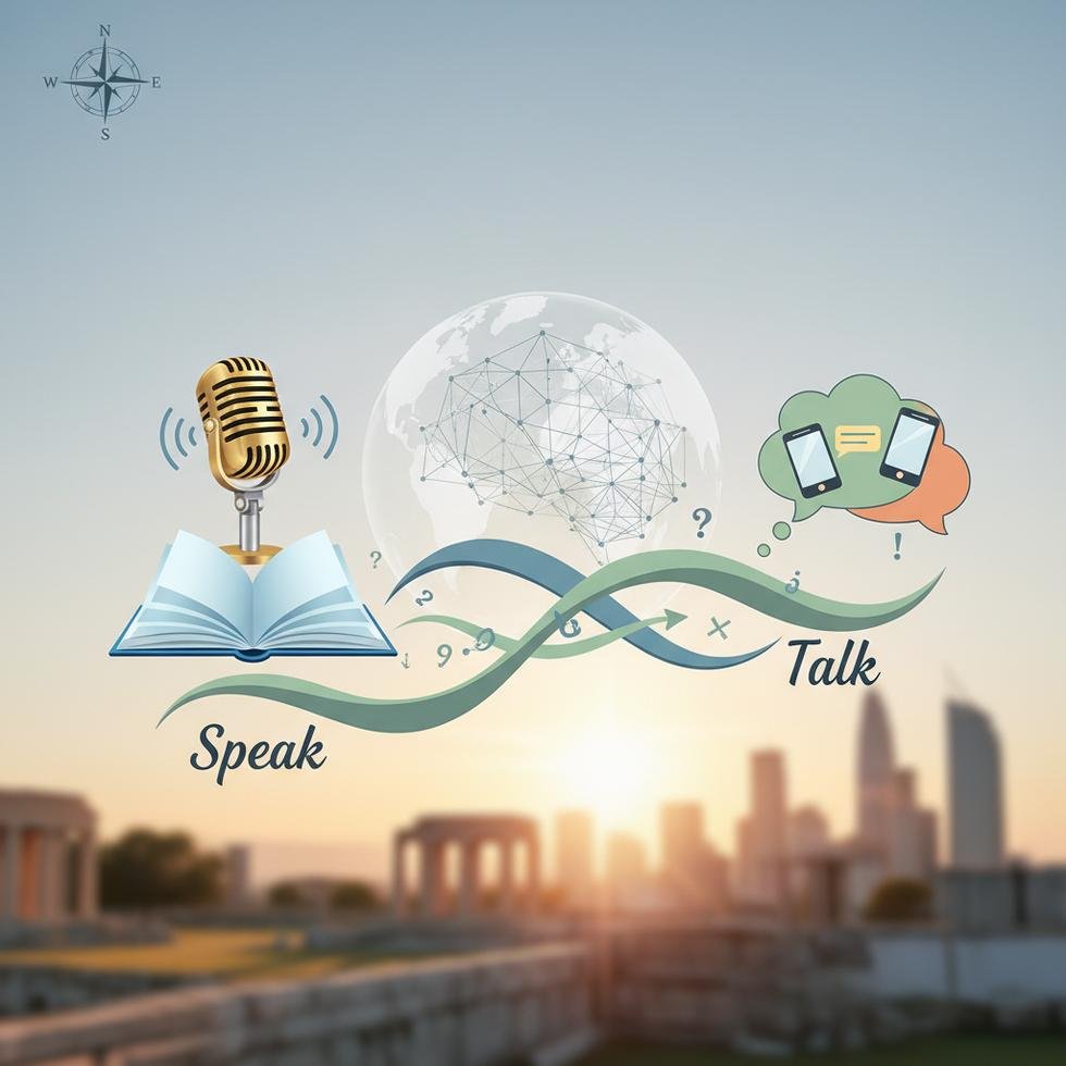 İngilizcede speak ve talk kullanımını gösteren eğitim görseli