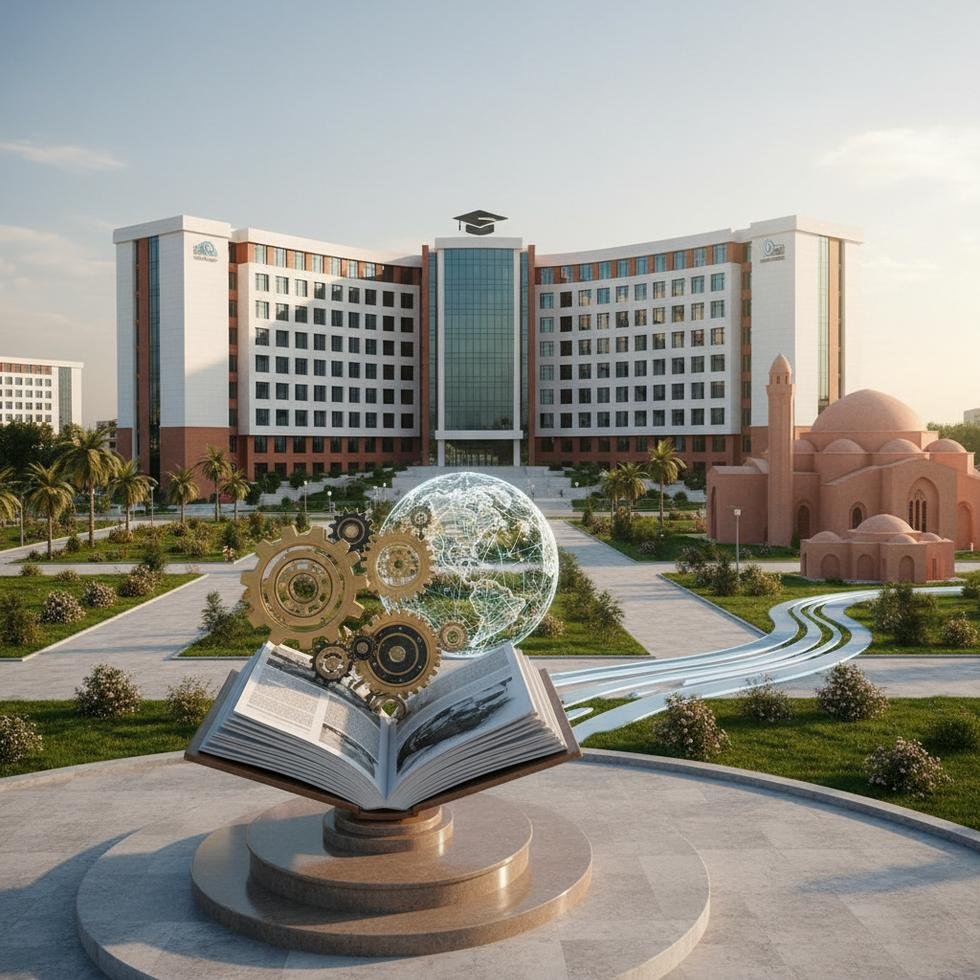 Sumgayıt'ta üniversite kampüsündeki öğrenciler ve eğitim binası