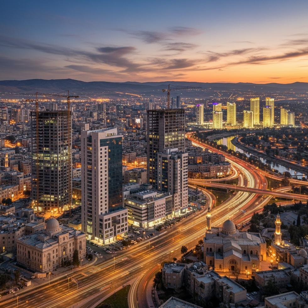 Şam'da yeni yapılaşma ve gelişim gösteren bir şehir manzarası