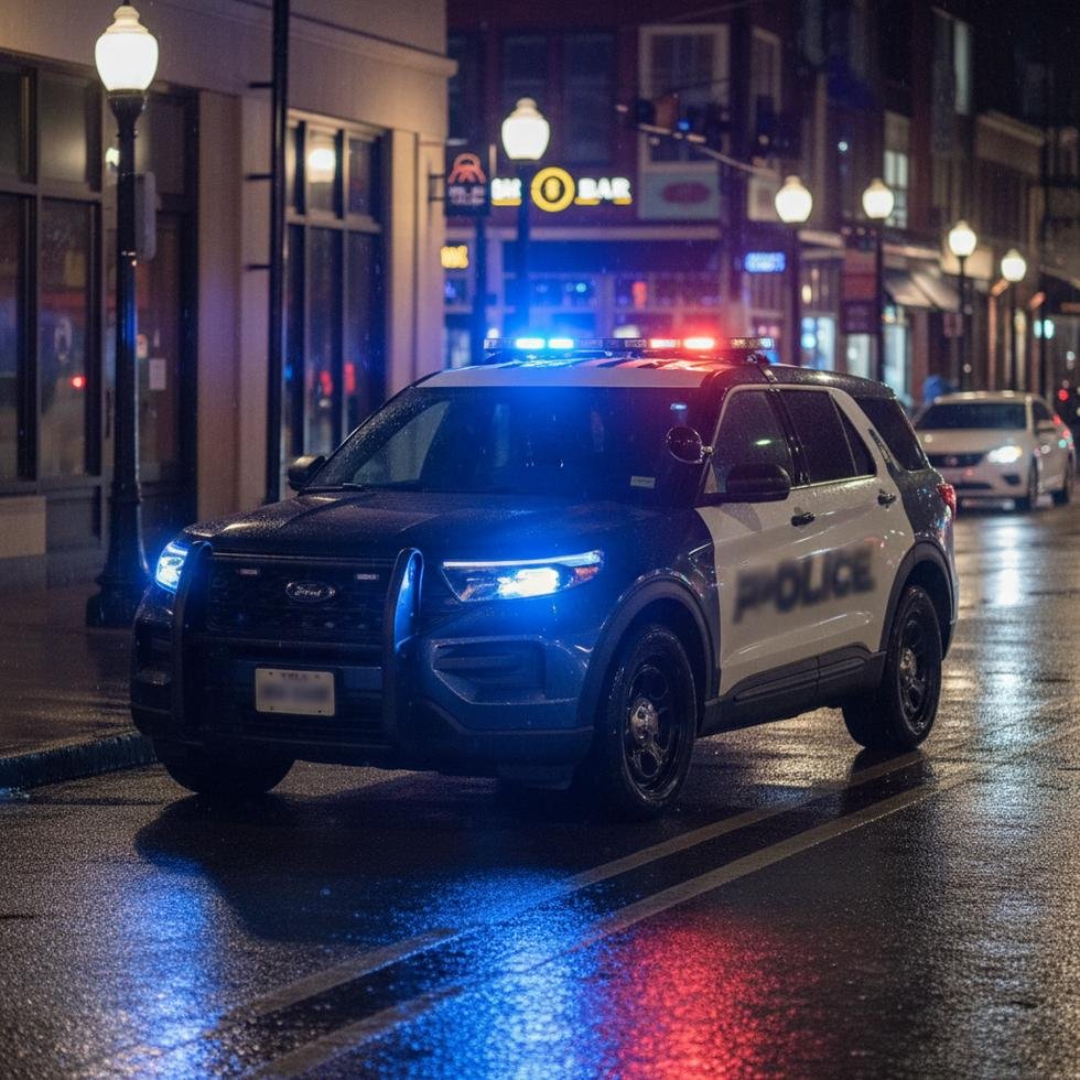 Gece polis arabası ışıkları