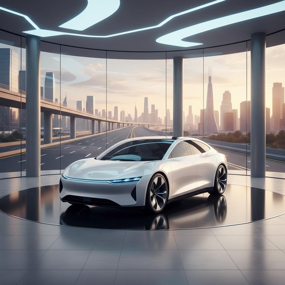 Fütüristik tasarıma sahip bir elektrikli otomobil