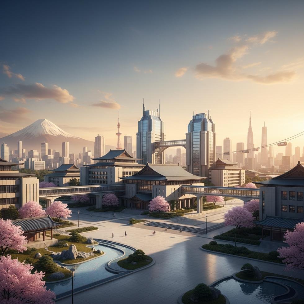 Tokyo şehrinde üniversite eğitimi ve kampüs görüntüsü