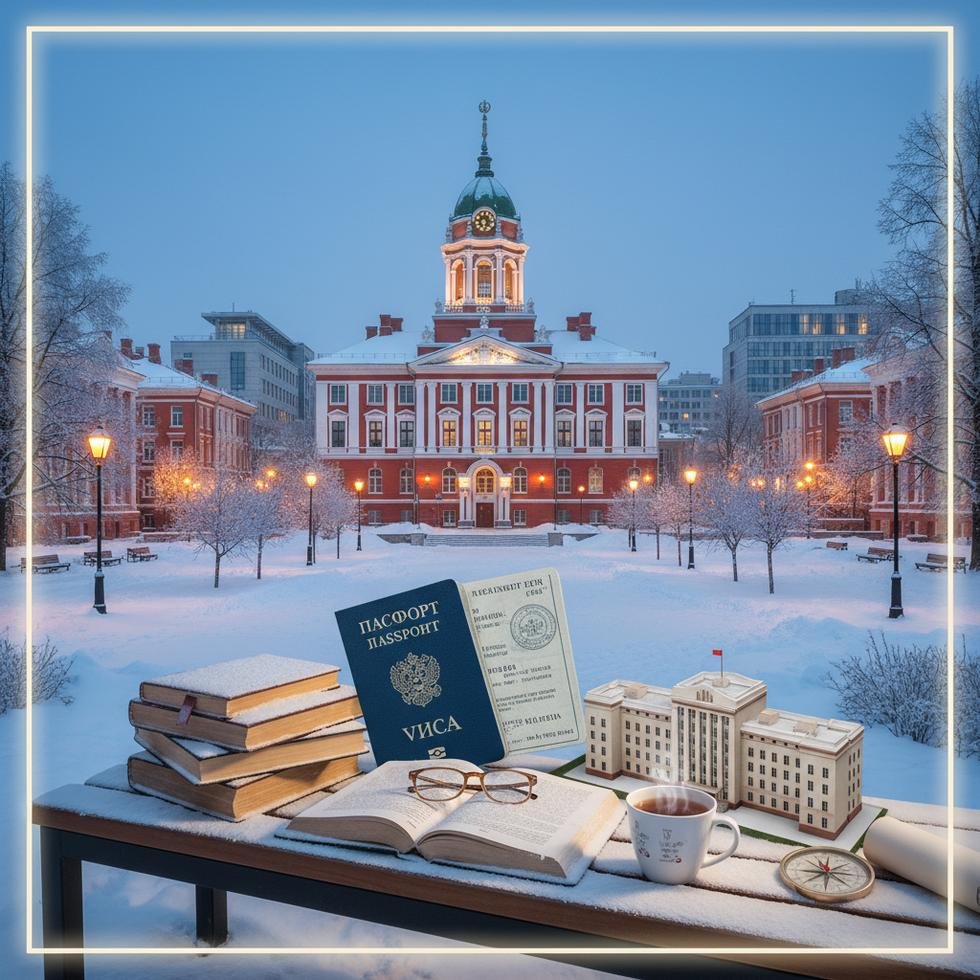 Tomsk’ta üniversite kampüsü ve şehir manzarası