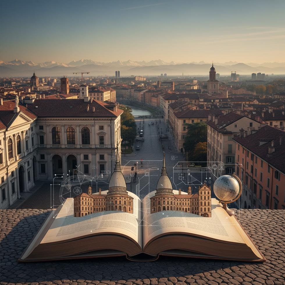 Torino üniversite kampüsü ve şehir manzarası