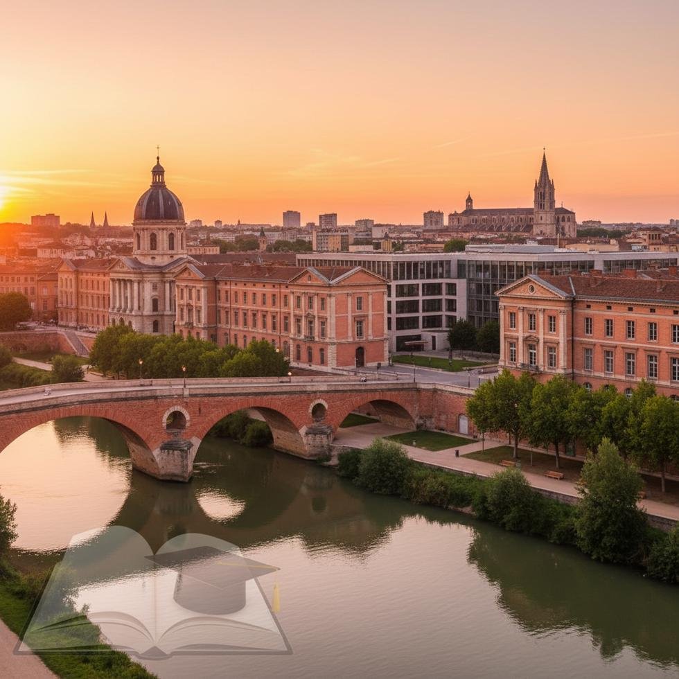 Toulouse’da üniversite kampüsü ve şehir görünümü