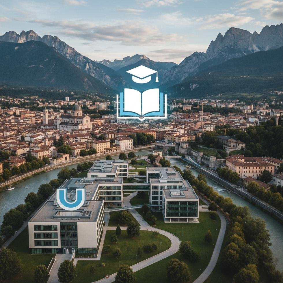 Trento Üniversitesi ve öğrenci yaşamını simgeleyen kampüs görüntüsü