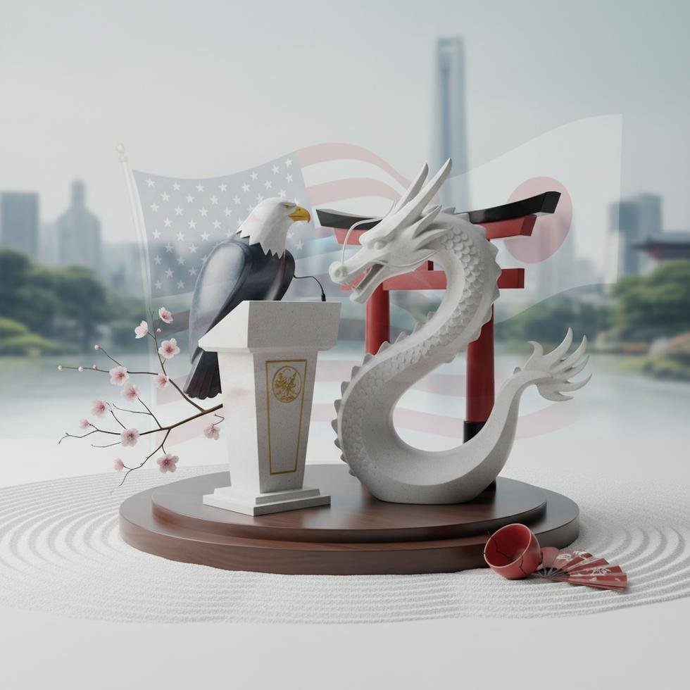 Trump ve Japonya Başbakanı diplomatik görüşme sırasında.