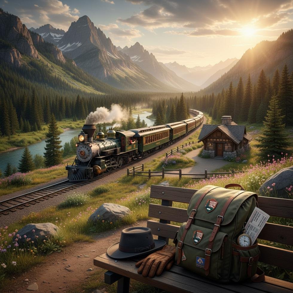 Turistik tren kondüktörü olarak çalışan genç bir personel, tren yolcularına hizmet veriyor