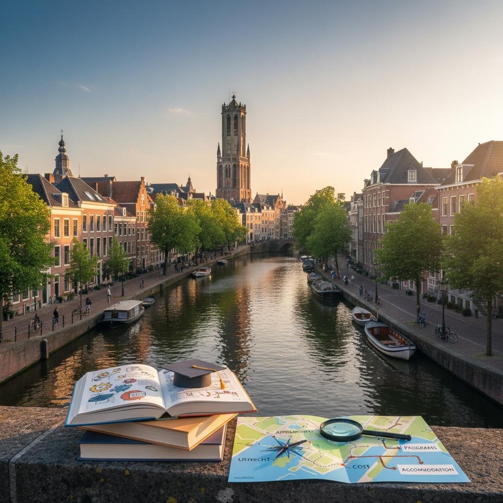 Utrecht şehir merkezi ve üniversite kampüsü genel görünümü