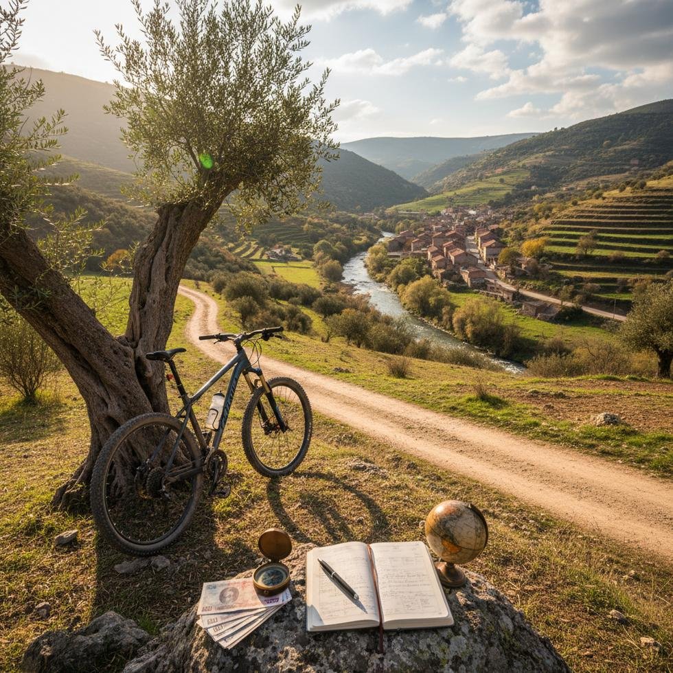 Amerika’daki milli parkta vadi bisikleti sürücüsü işini temsil eden bisikletler
