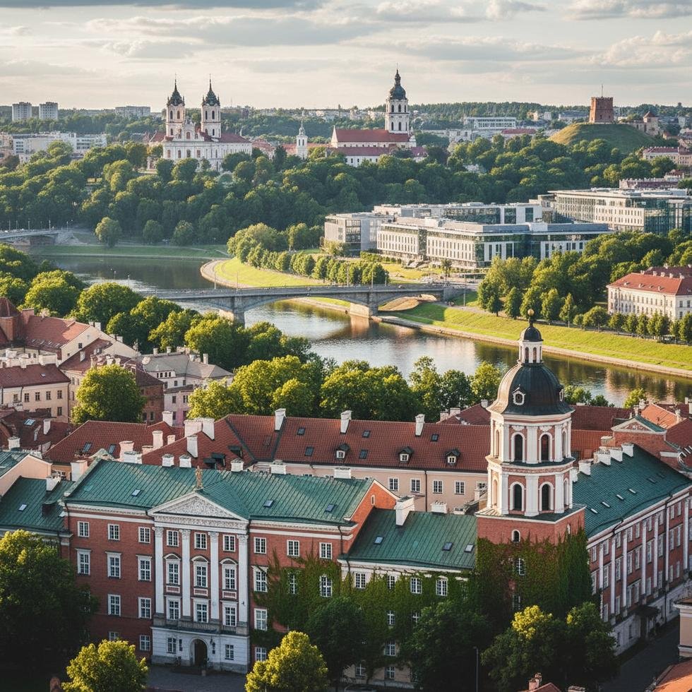 Vilnius'taki üniversiteler ve öğrenci kampüsü genel görünümü