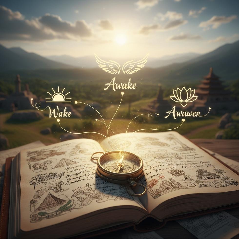 Wake, awake ve awaken fiillerinin kullanımı ile ilgili rehber görseli