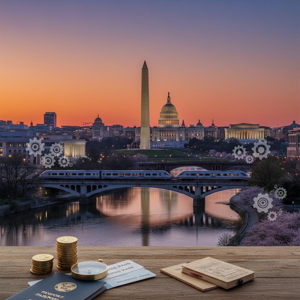 Washington D.C. manzarası ve Work and Travel teması