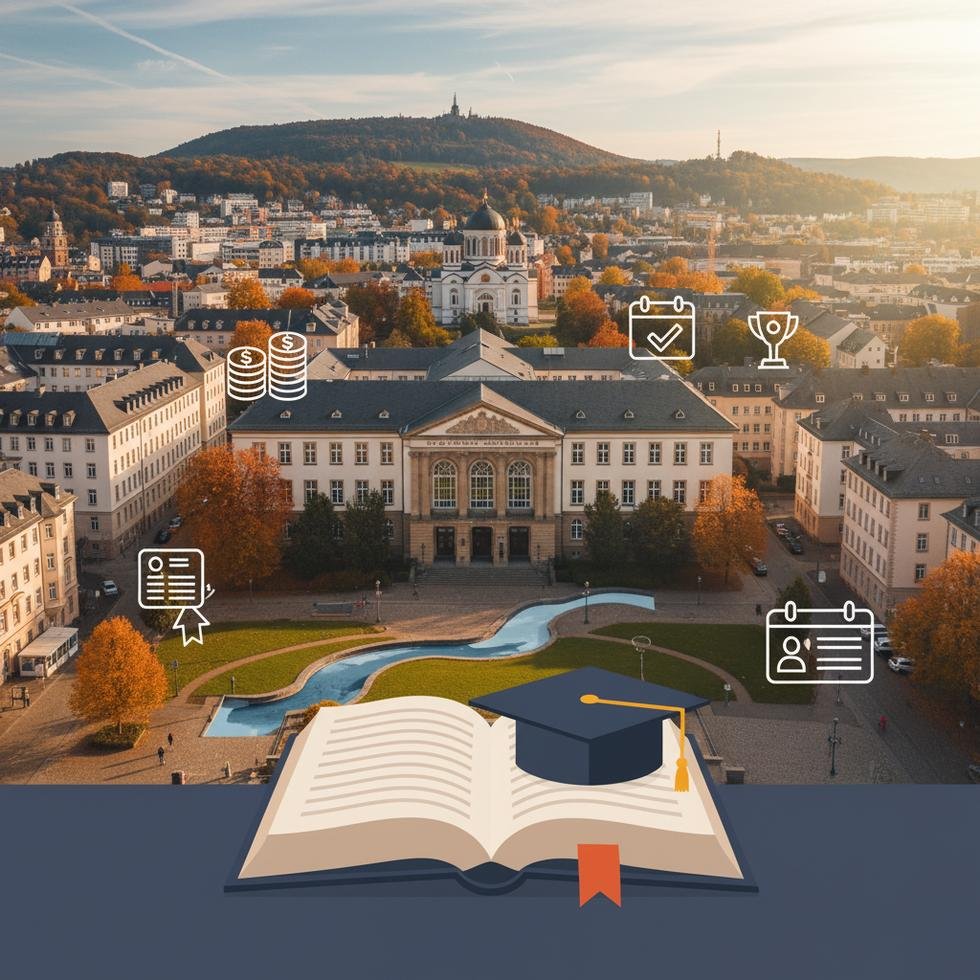 Wiesbaden şehrinde üniversite kampüsü ve çevresi