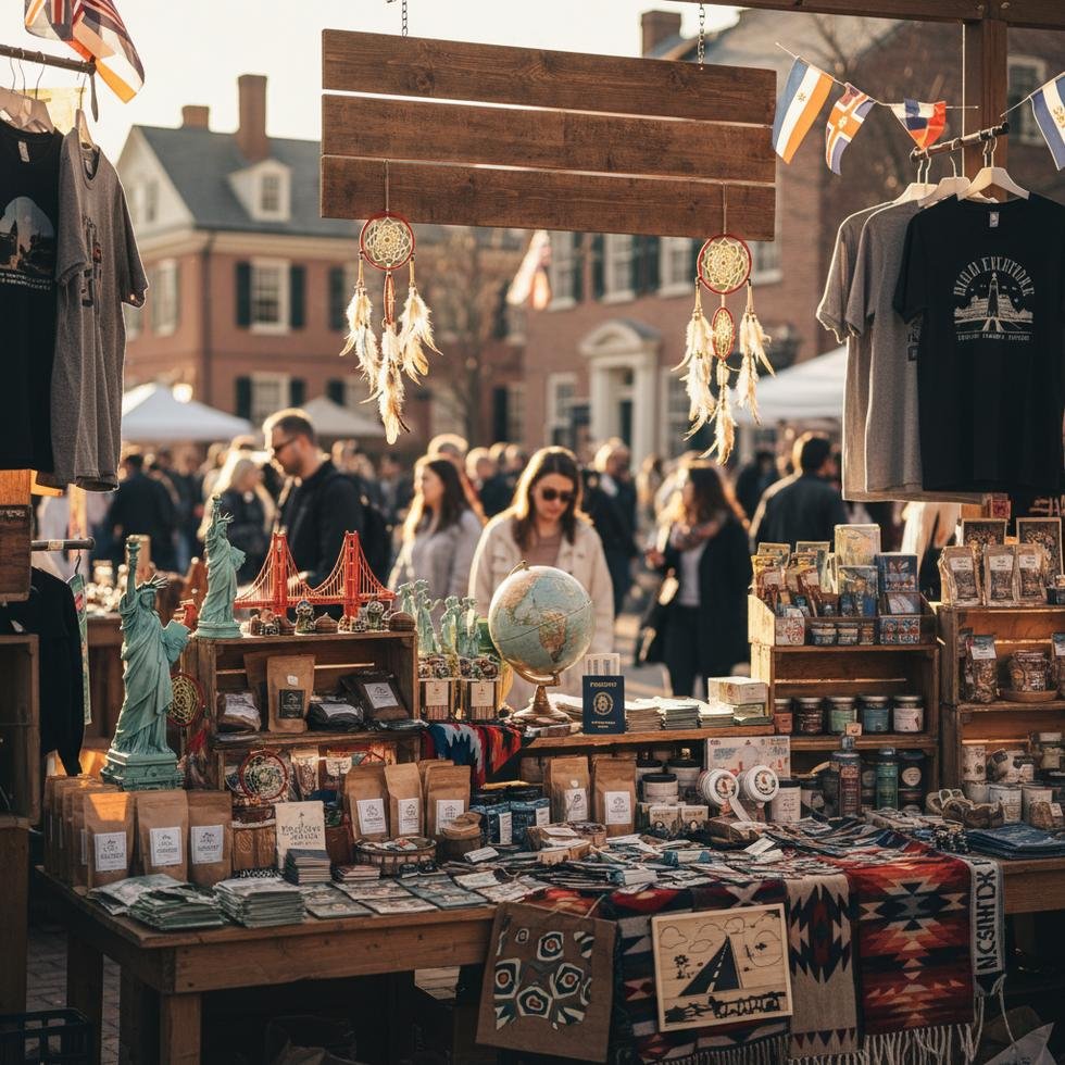 Work and Travel kapsamında hediyelik eşya mağazasında çalışan gençlerin görüntüsü