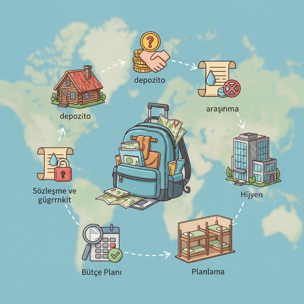 Work and Travel programında konaklama sorunlarını gösteren rehber görseli