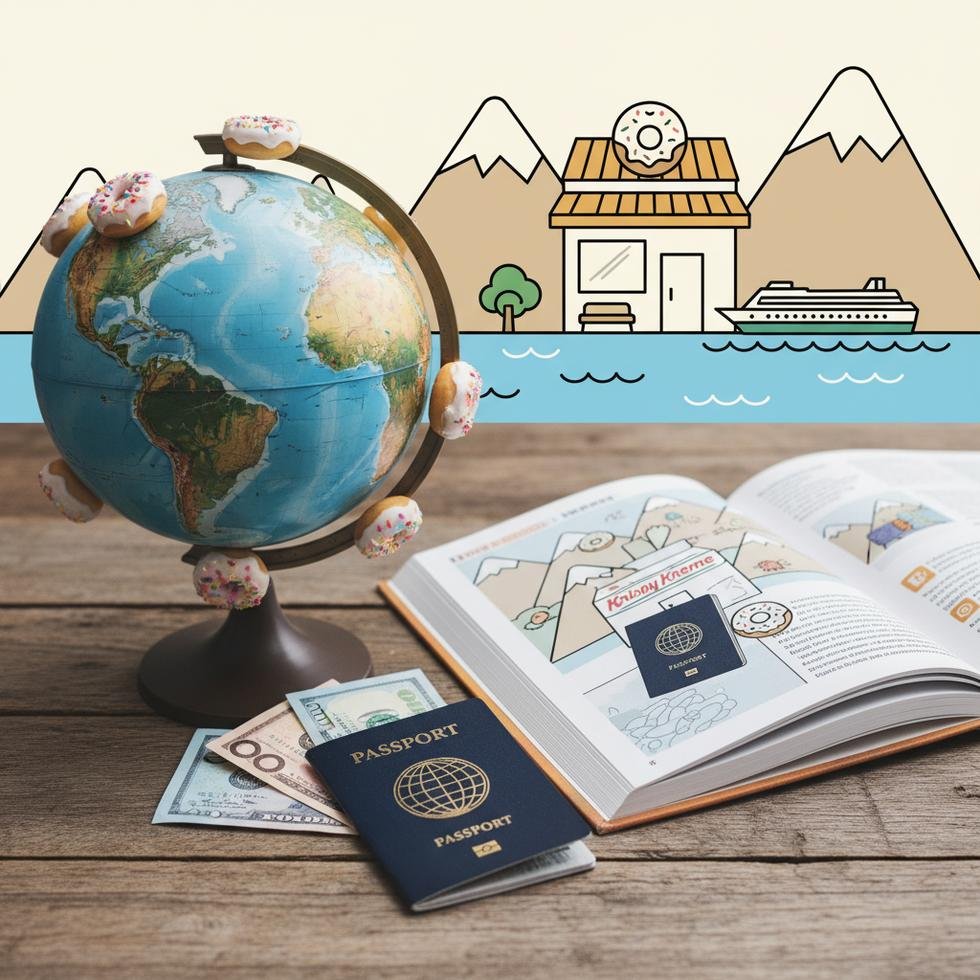 Work and Travel programında Krispy Kreme mağazasında çalışan gençler