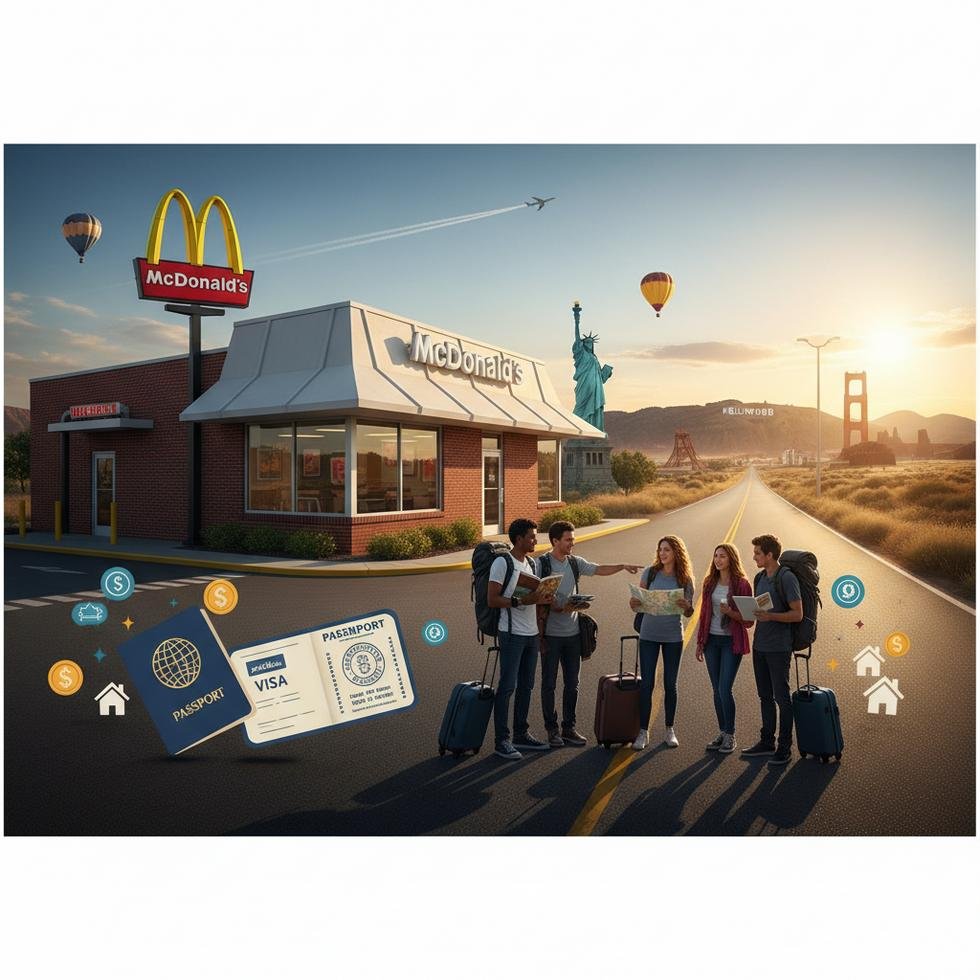 McDonald's restoranında Work and Travel programında çalışan gençler
