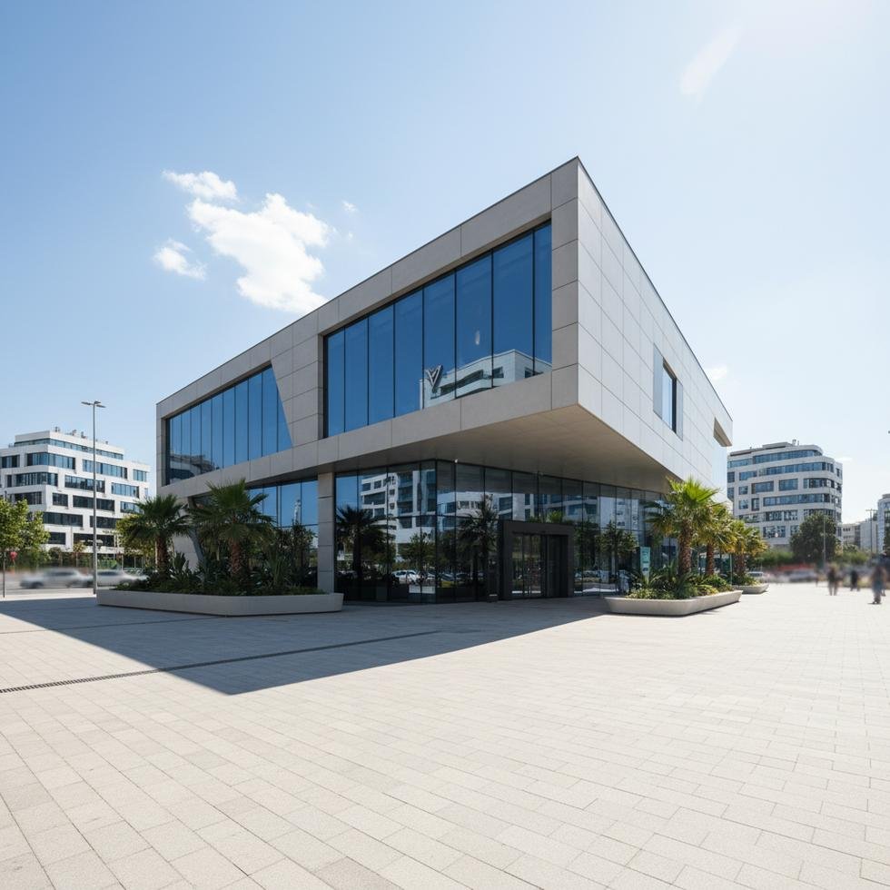 Yapı Kredi bankasının modern dış cephe görüntüsü.