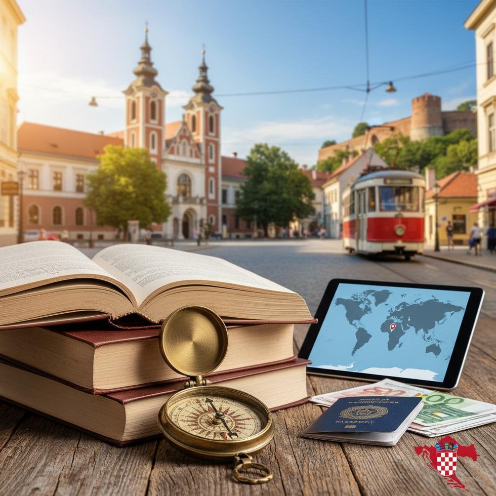 Zagreb şehrinde üniversite kampüsü ve öğrenciler