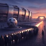 Stadyumda sıra bekleyen futbol taraftarları.