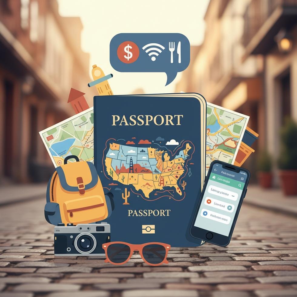 Amerika'da İngilizce ile seyahat eden turistler