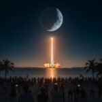 Kennedy Uzay Merkezi'nde Artemis misyonu için toplanmış kalabalık