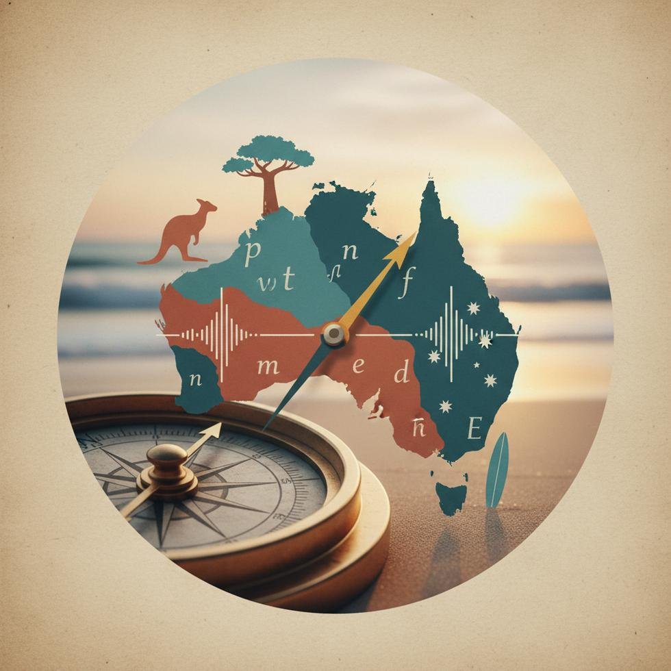 Avustralya aksanıyla ilgili telaffuz ve vurgu özelliklerini simgeleyen kısa pozlu dinleme ve konuşma çalışması