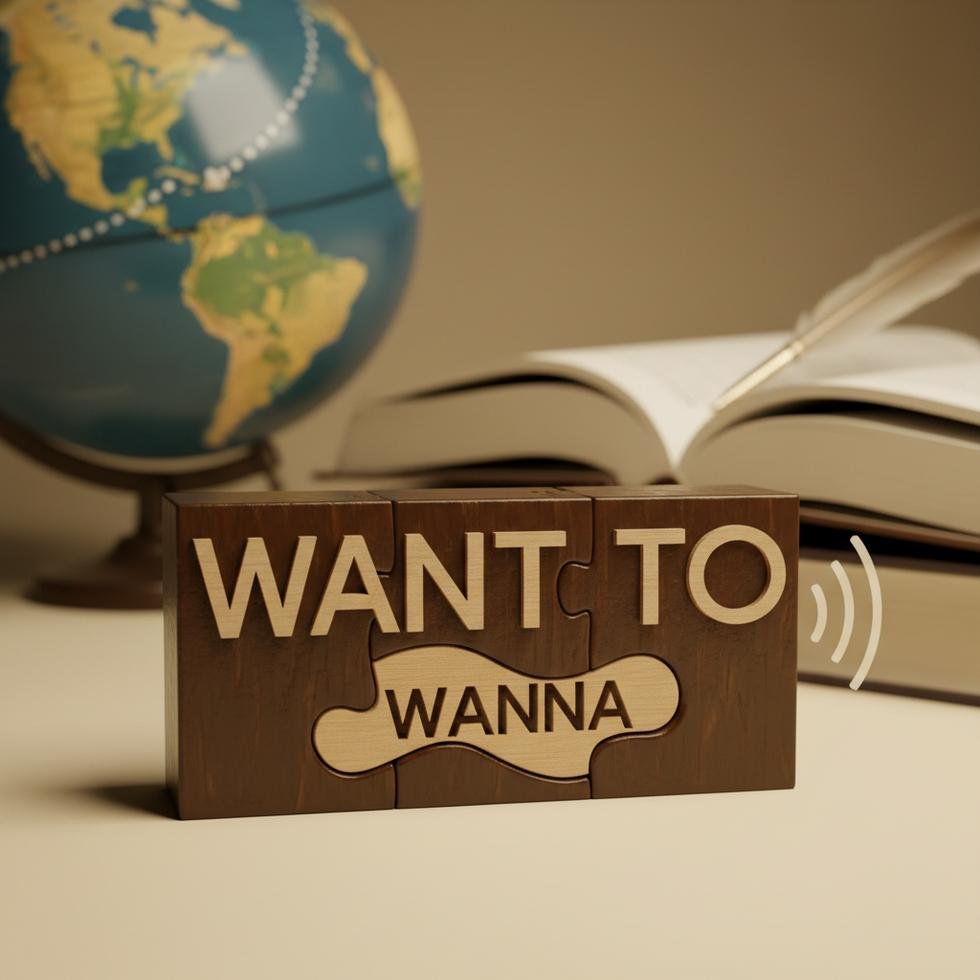 Bağlantılı konuşma ve wanna telaffuzu ile ilgili rehber görseli