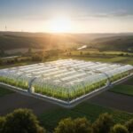 Tarım bölgesinde modern bir sera